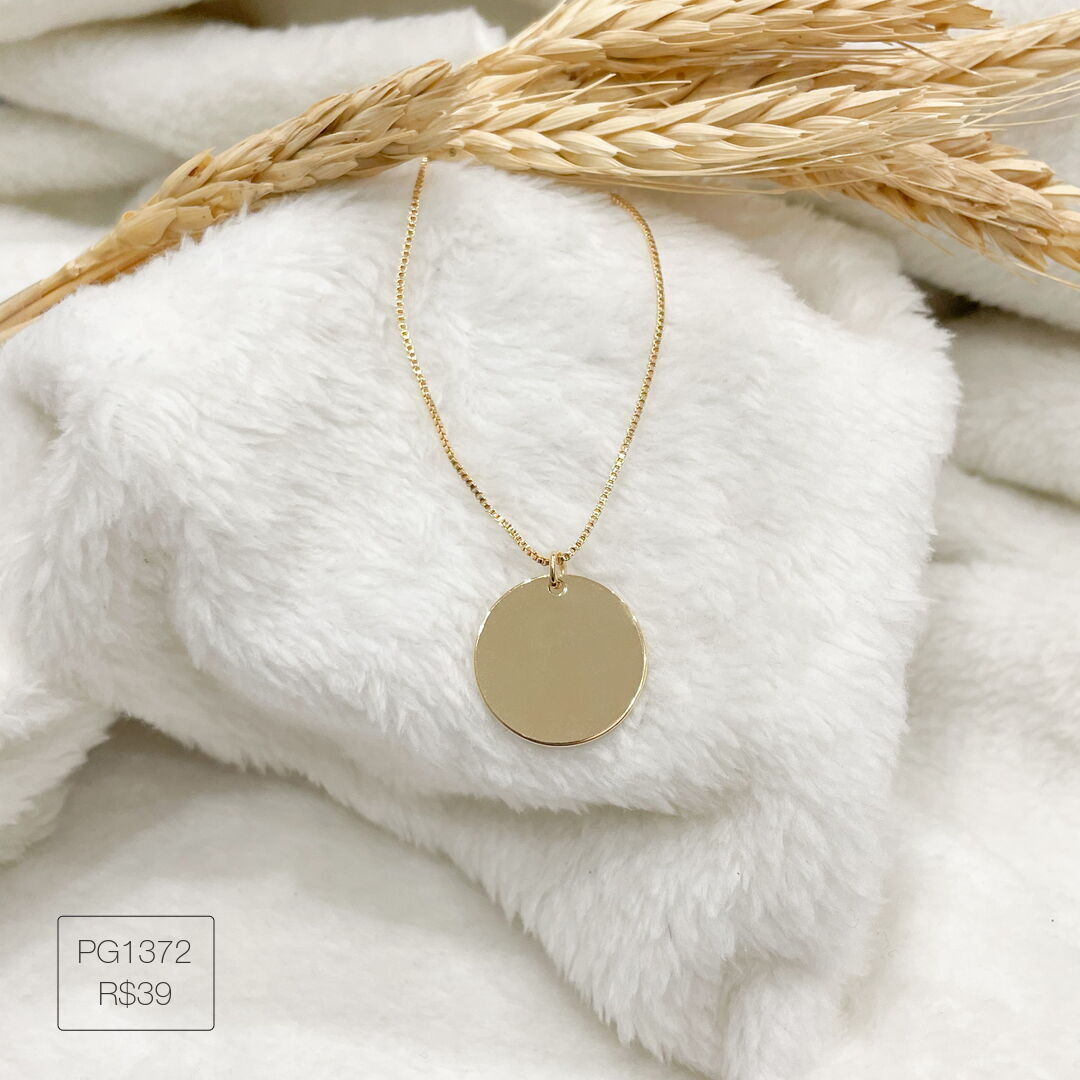 Pingente Redondo 18mm (G) Liso Dourado